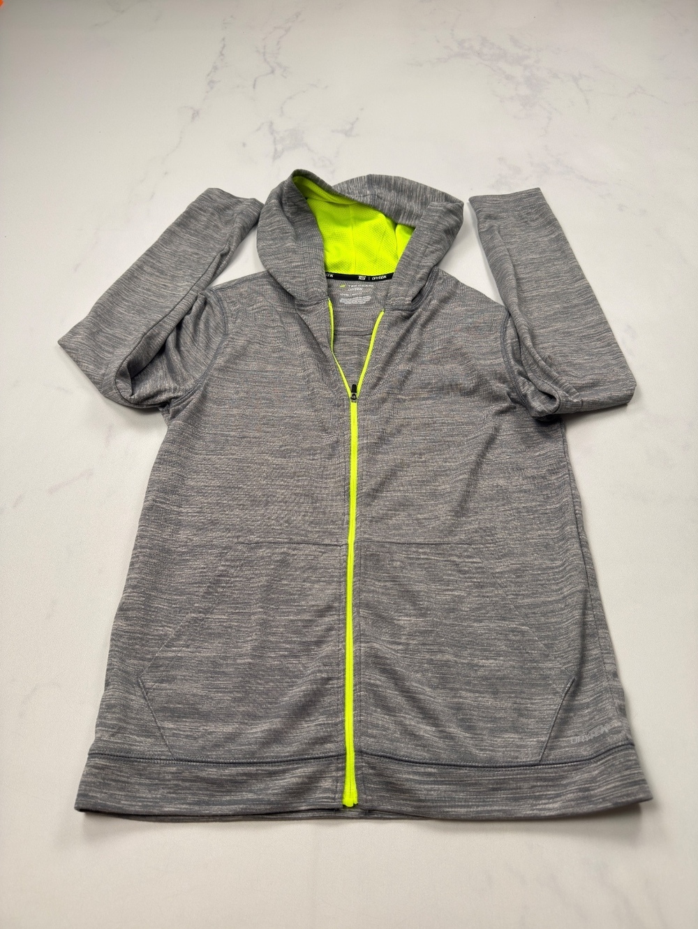 Tek Gear Hoodie Gray Neon Athletic Zip-Up - Boys L